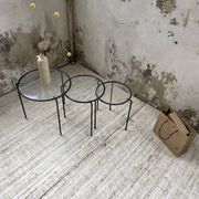 Tables basses gigogne métal et verre années 50
