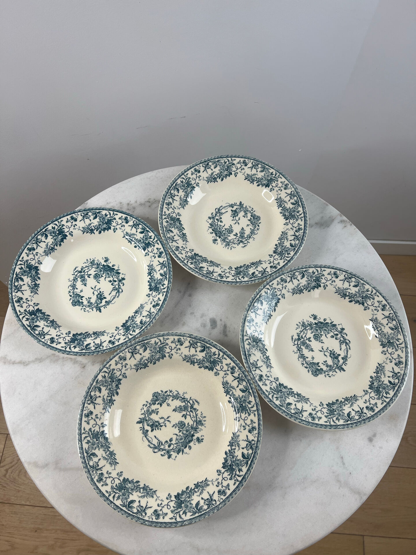 Terre de fer gien 1875 collection bouquet de roses - creuse lot de 4