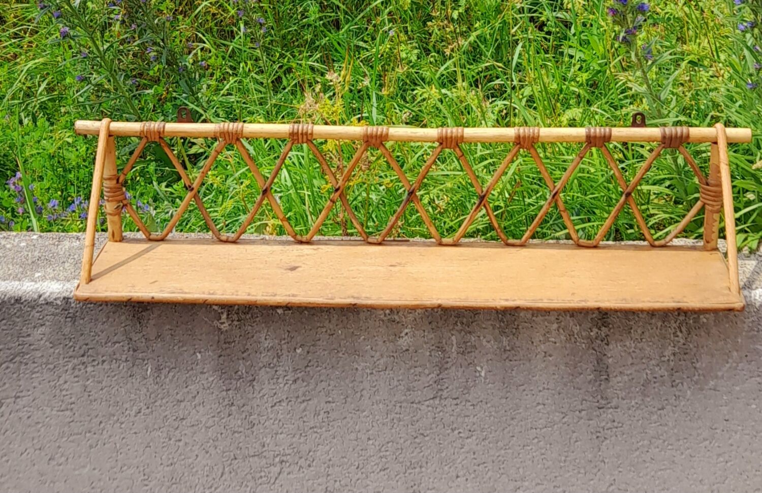 Rattan wall shelf 60s