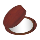 Vintage wooden travel mirror signed