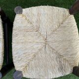 Pair of old low chairs in wood and straw