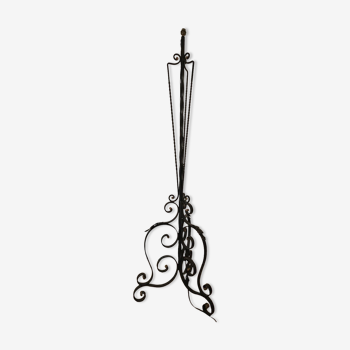 Art Deco wrought iron tripod floor lamp