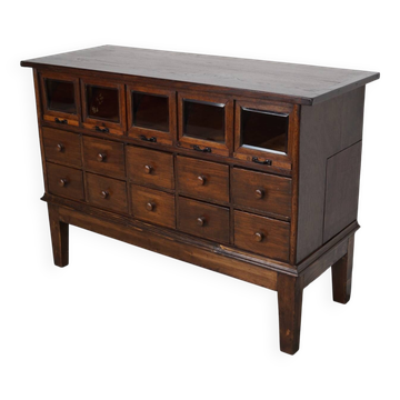 Antique German Oak Haberdashery Shop Cabinet, 1920/30s