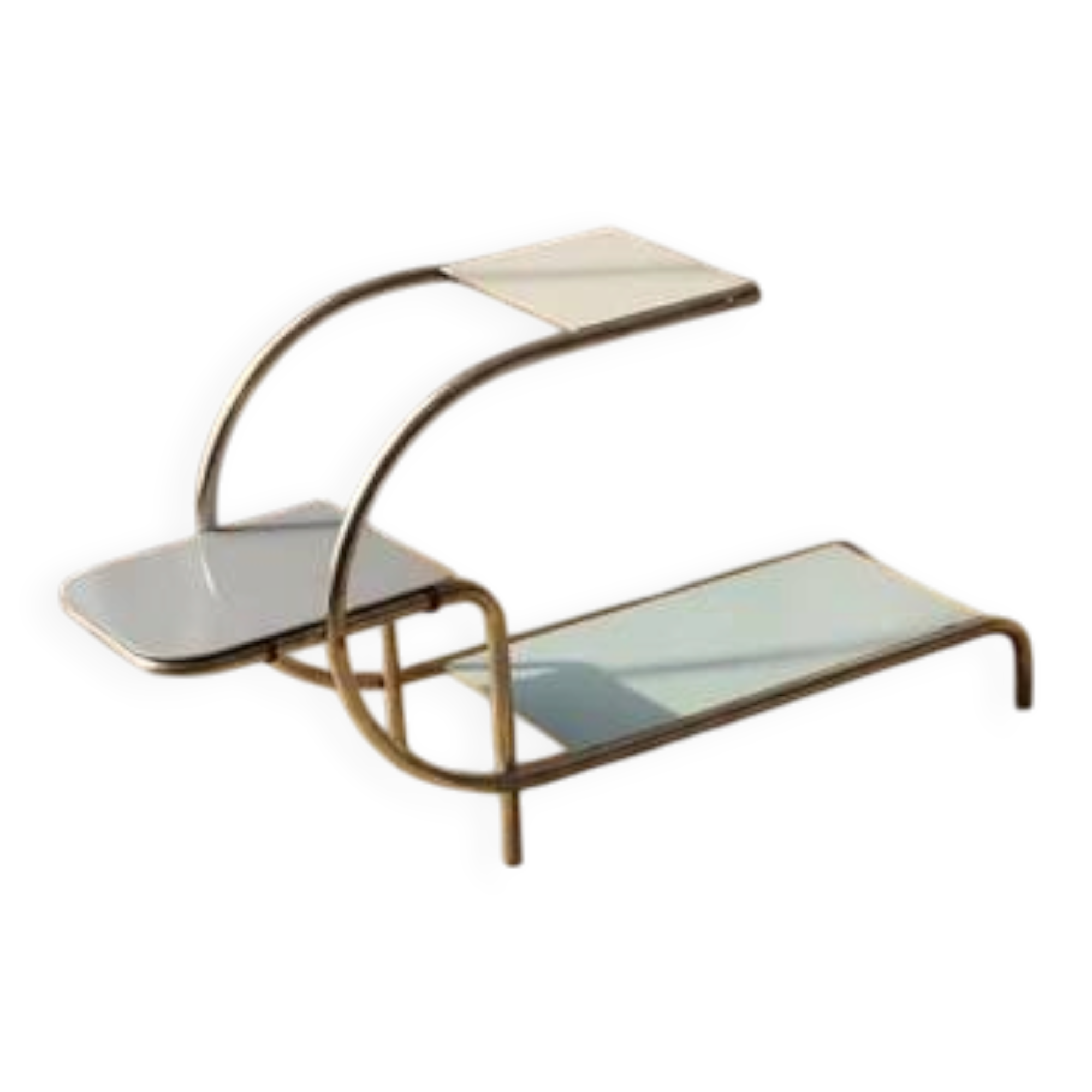 Support de fleurs en acier tubulaire Bauhaus par Emile Guyot, étagères en verre coloré, milieu du 20e siècle, Tchécoslovaquie, 79 × 30 x 105 cm