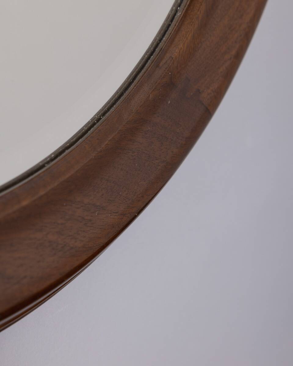 ROUND VINTAGE WOODEN WALL MIRROR FROM THE 1960S, ITALIAN DESIGN  CONDITION: