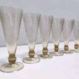 Set of Six Amber Murano Drinking Glasses by Vittorio Zecchin, Italy