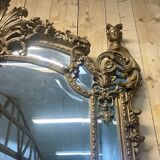 Large Louis XV style mirror with side panels, late 19th century