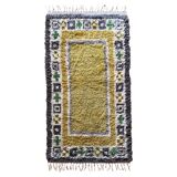 Mid-century Modern High Pile, Yellow, White, Green & Grey Rya Rug, Sweden, 1960s