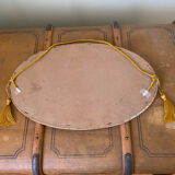 Miroir ovale vintage en bois et plâtre 50x32cm