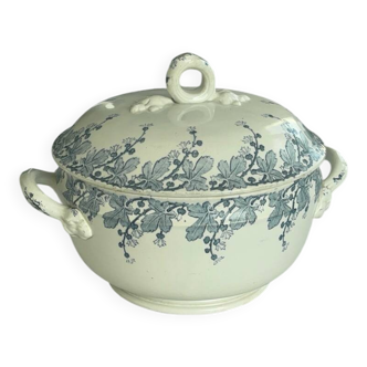 Lunéville Neva ironstone soup tureen – antique French earthenware decor