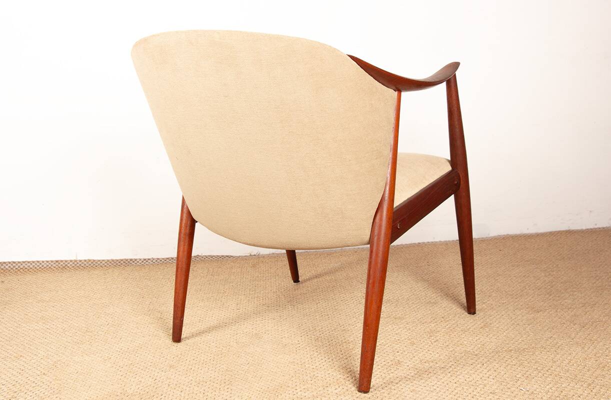 2 Scandinavian armchairs in teak and fabric, new Tyrol model, Gerhard Berg.