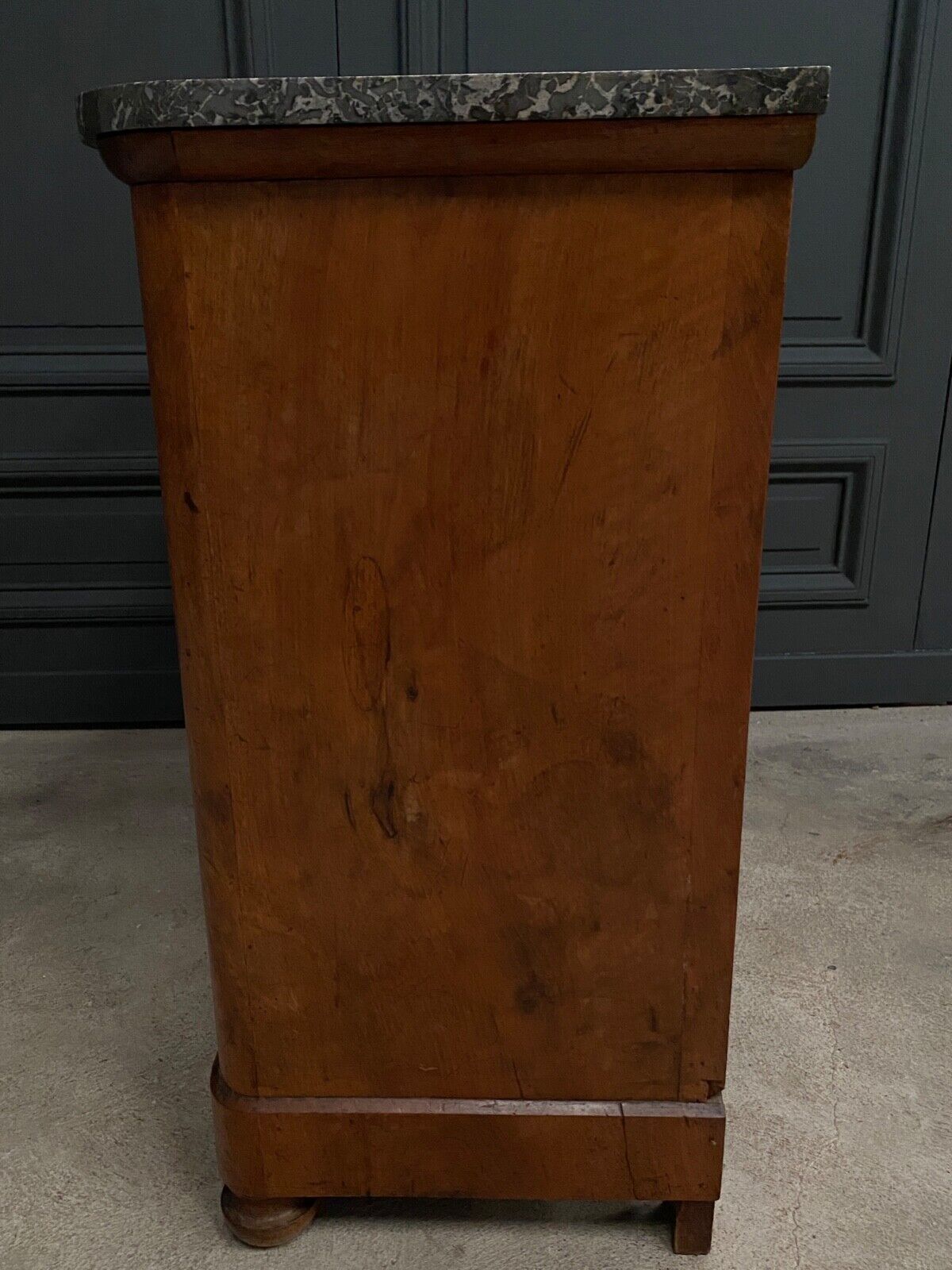 Chest of drawers walnut 5 drawers Louis Philippe 1900 marble of Sainte-Anne