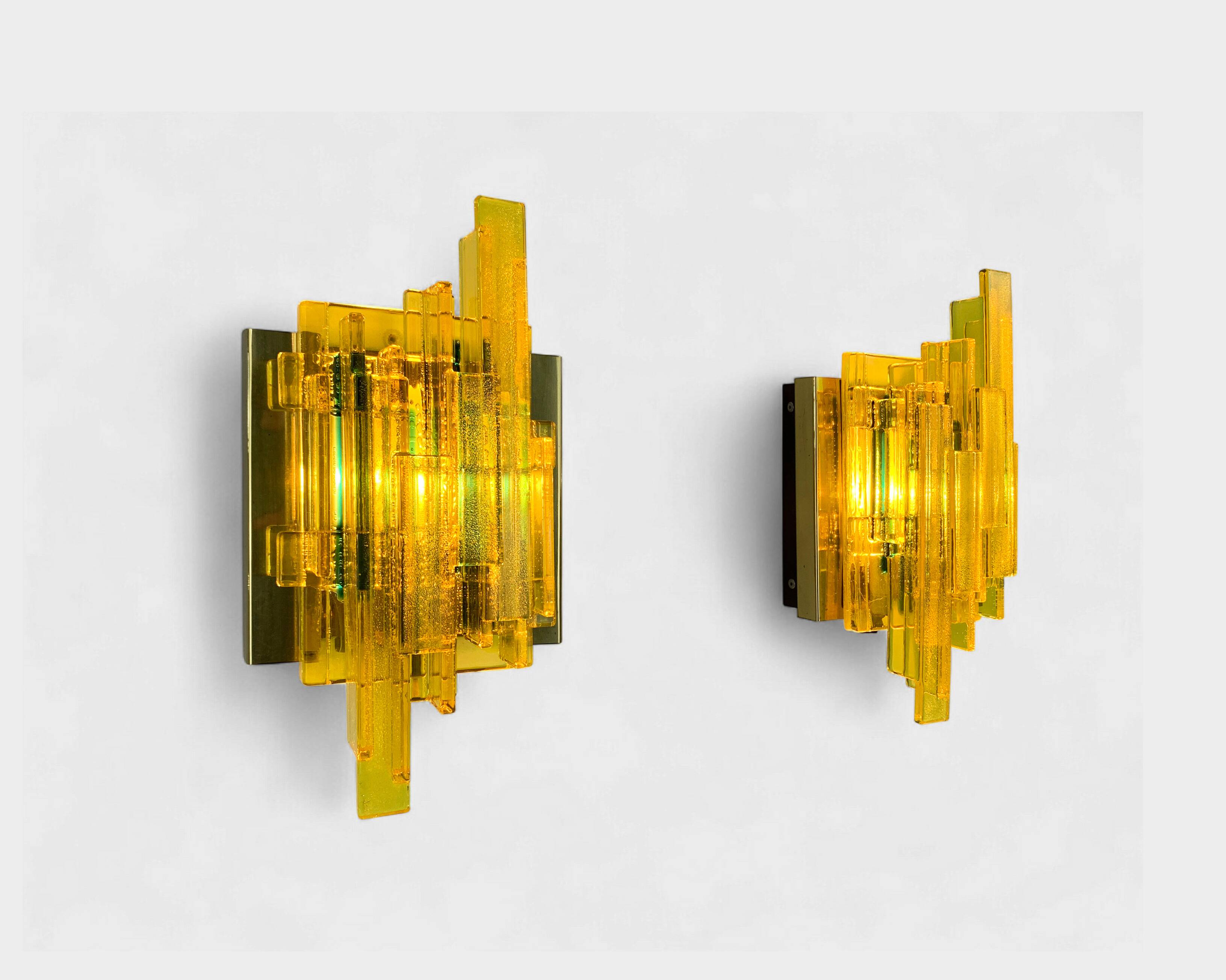 Pair of brutalist wall lights, Claus Bolby for Cebo Industri, Denmark, 1970.