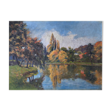 Table HST "Red house by the river" signed C. Normand early XX°