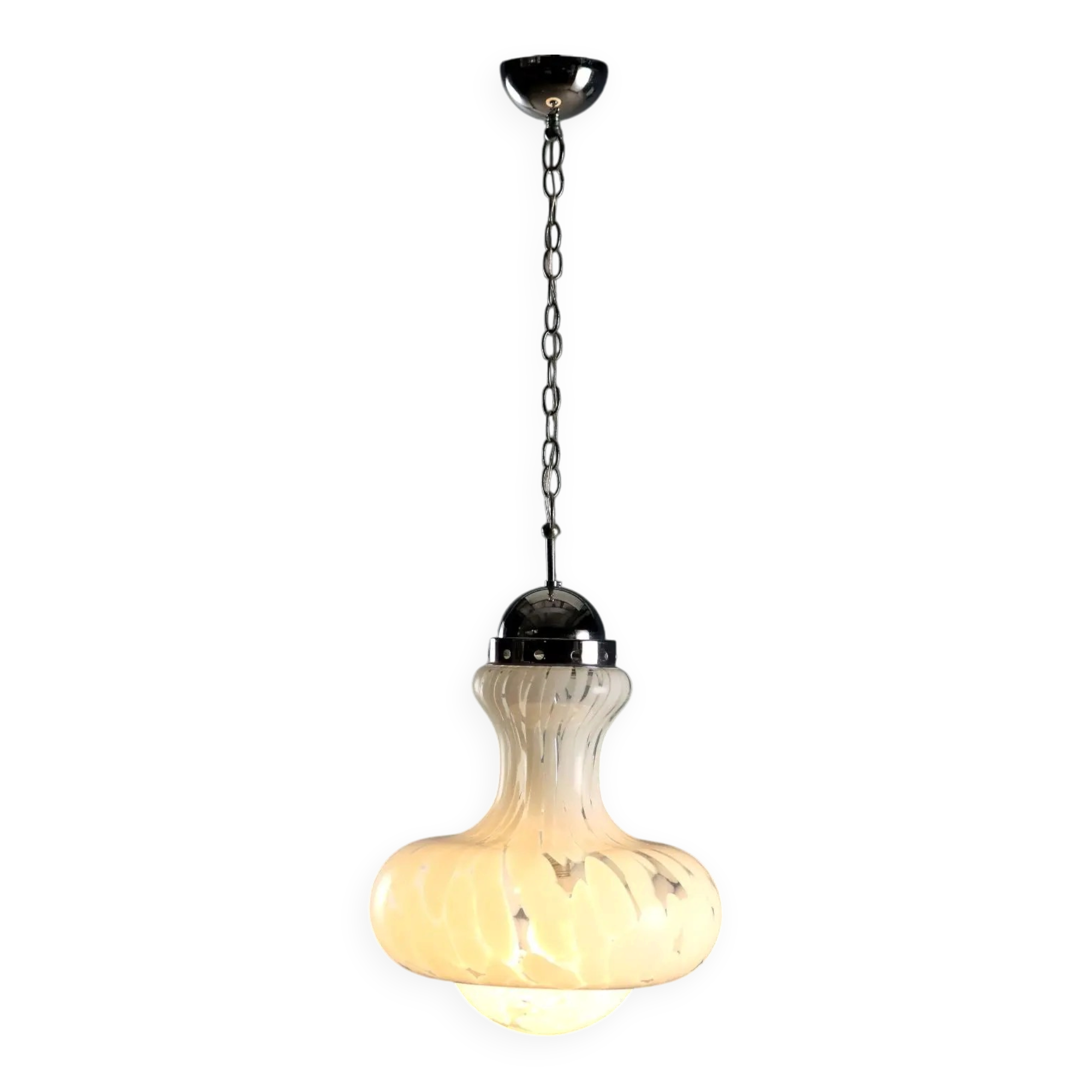 Vintage glass and chrome metal lamp, design, Italy, 1960s-1970s
