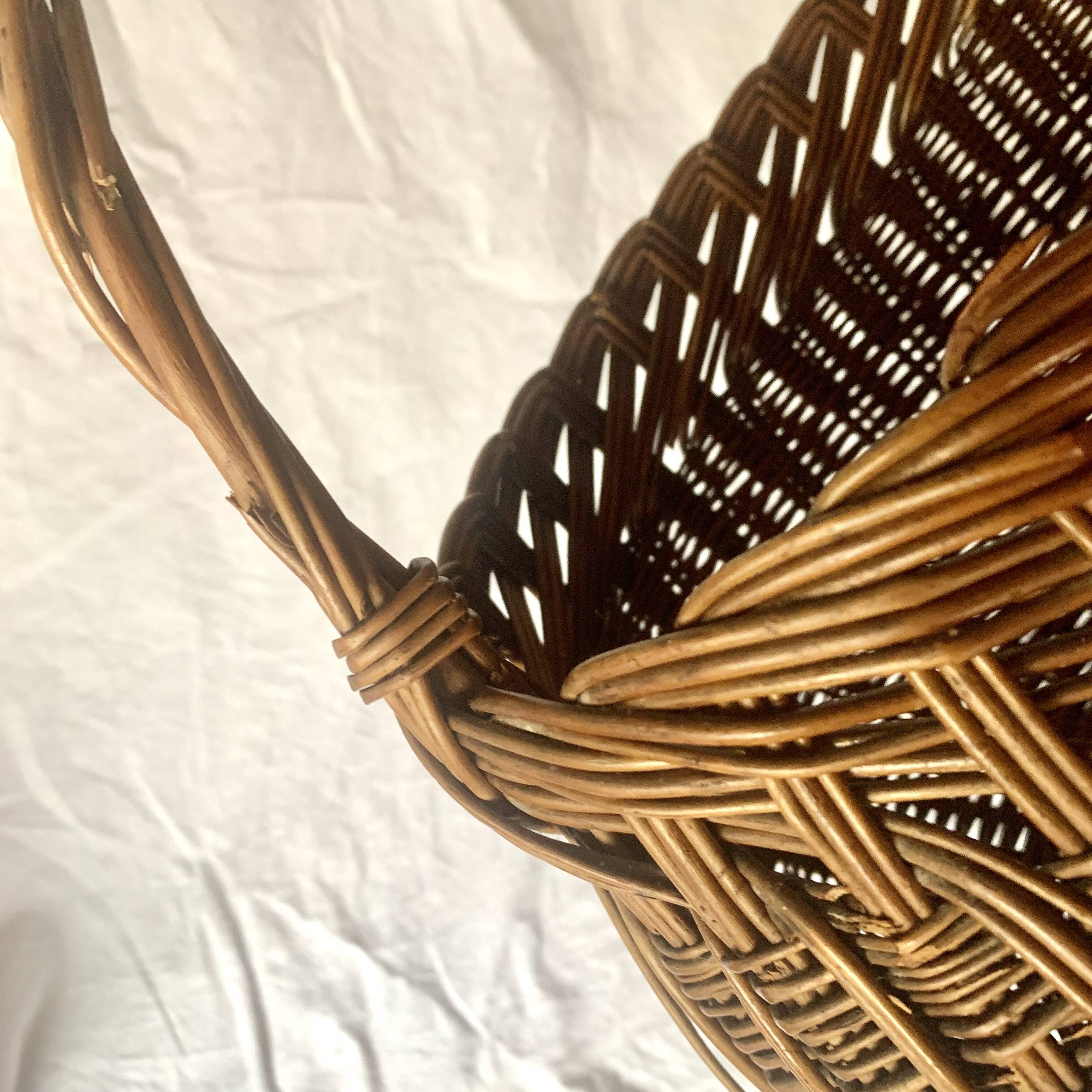Old woven wicker basket and scoubidou