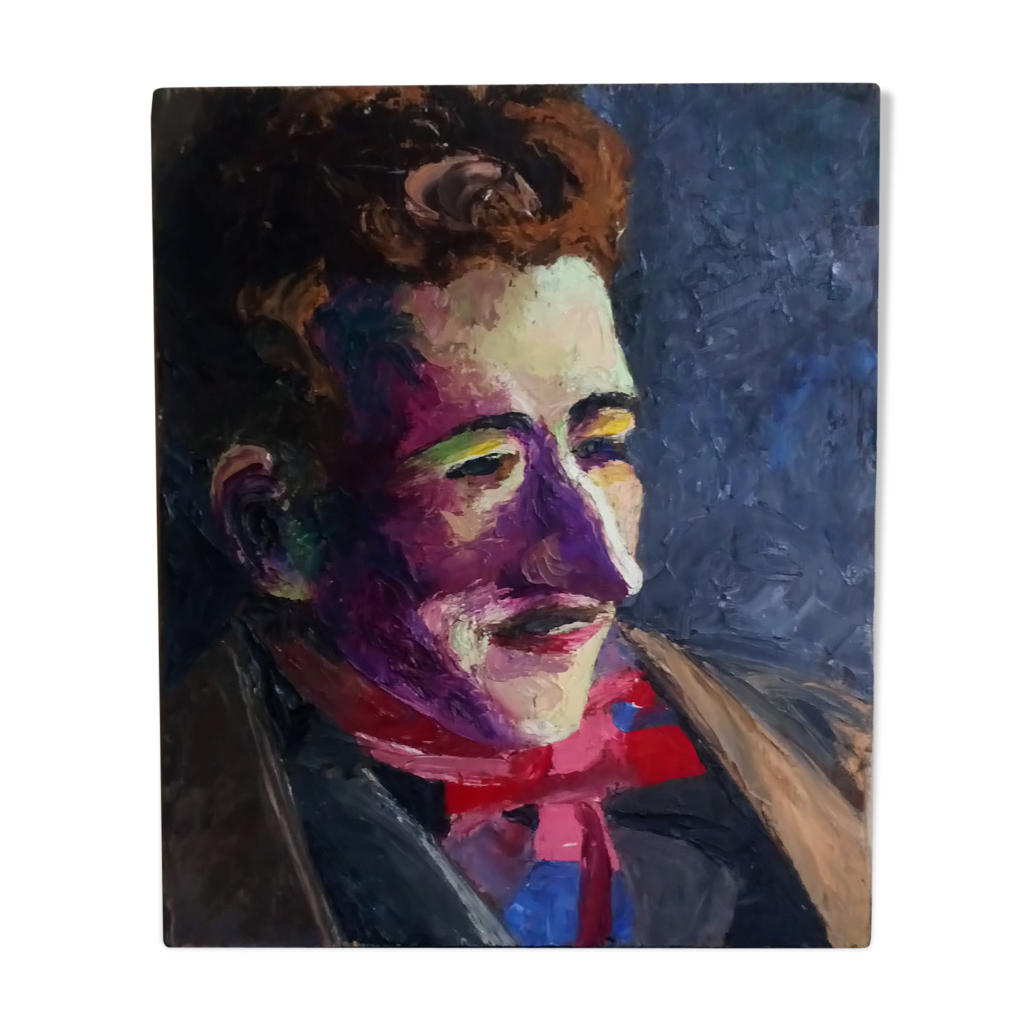 Painting portrait of a Dandy with oil on wood