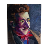 Peinture portrait d'un Dandy à l'huile sur bois