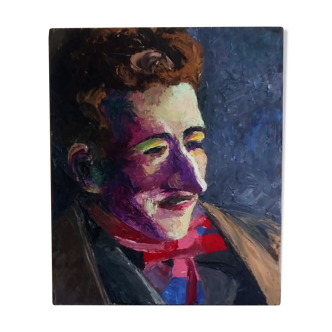 Peinture portrait d'un Dandy à l'huile sur bois