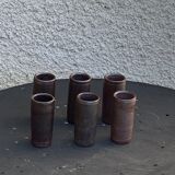 6 vintage cylindrical sandstone liqueur glasses