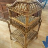 Bamboo and rattan corner shelf circa 1975