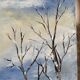 Ancient painting, winter landscape in Auvergne, signed, 20th century