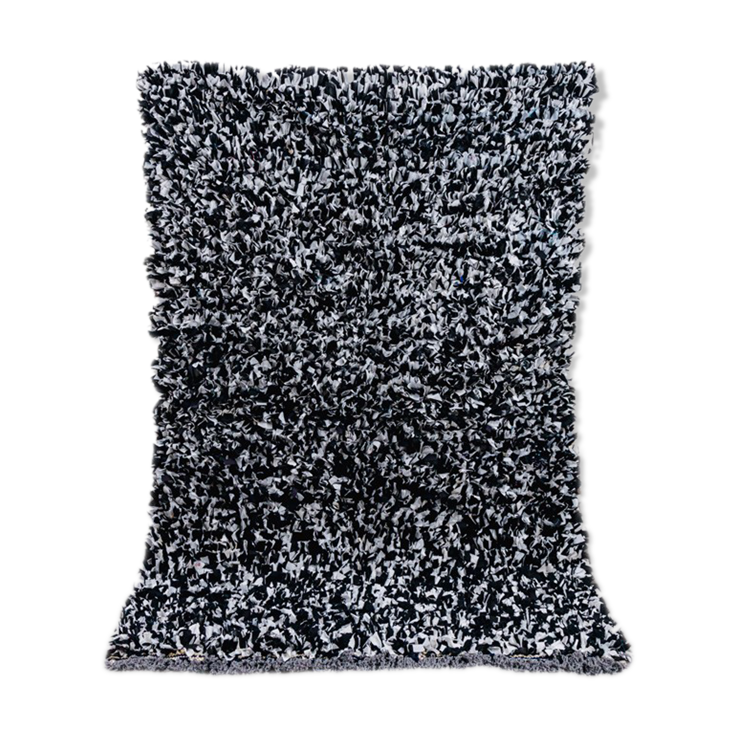 Berber carpet boucherouite black 115x175 cm