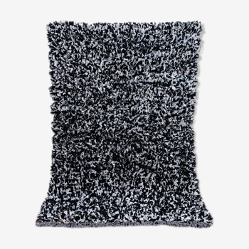 Berber carpet boucherouite black 115x175 cm