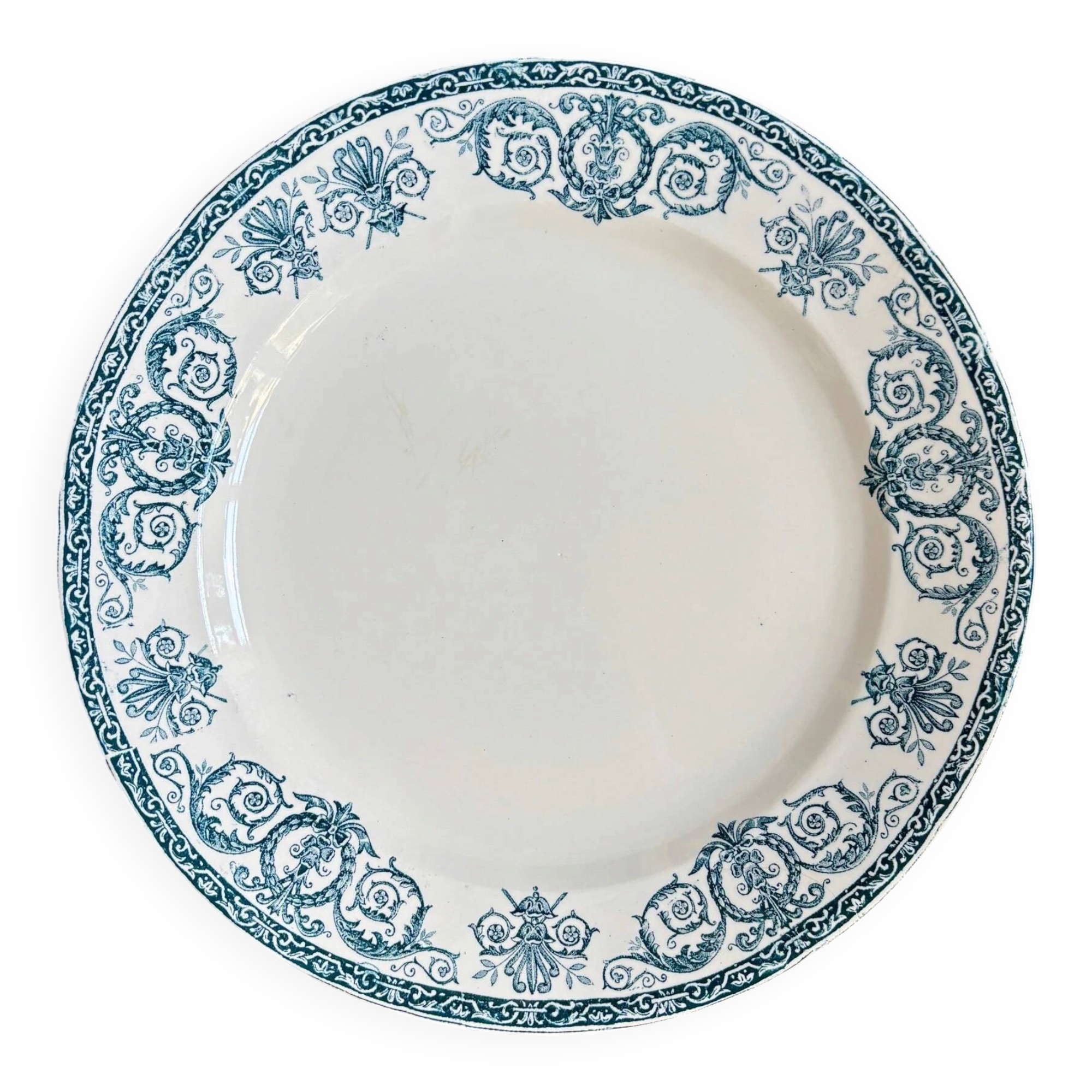 Round plate Léon Graves in ironstone, "Marie-Louise" service.