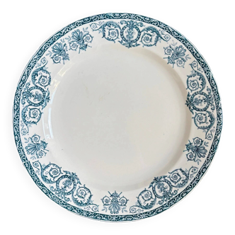 Round plate Léon Graves in ironstone, "Marie-Louise" service.