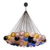 Lustre scénographique en verre de Murano à boules multicolores « Ballotton ».
