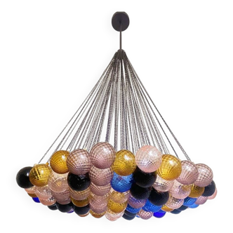 Scenographic Multicolor “Ballotton” Balls Murano Glass Chandelier