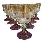 Verres  à pied en verre teinté  colorés vintage