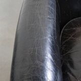 Black cowhide leather armchair