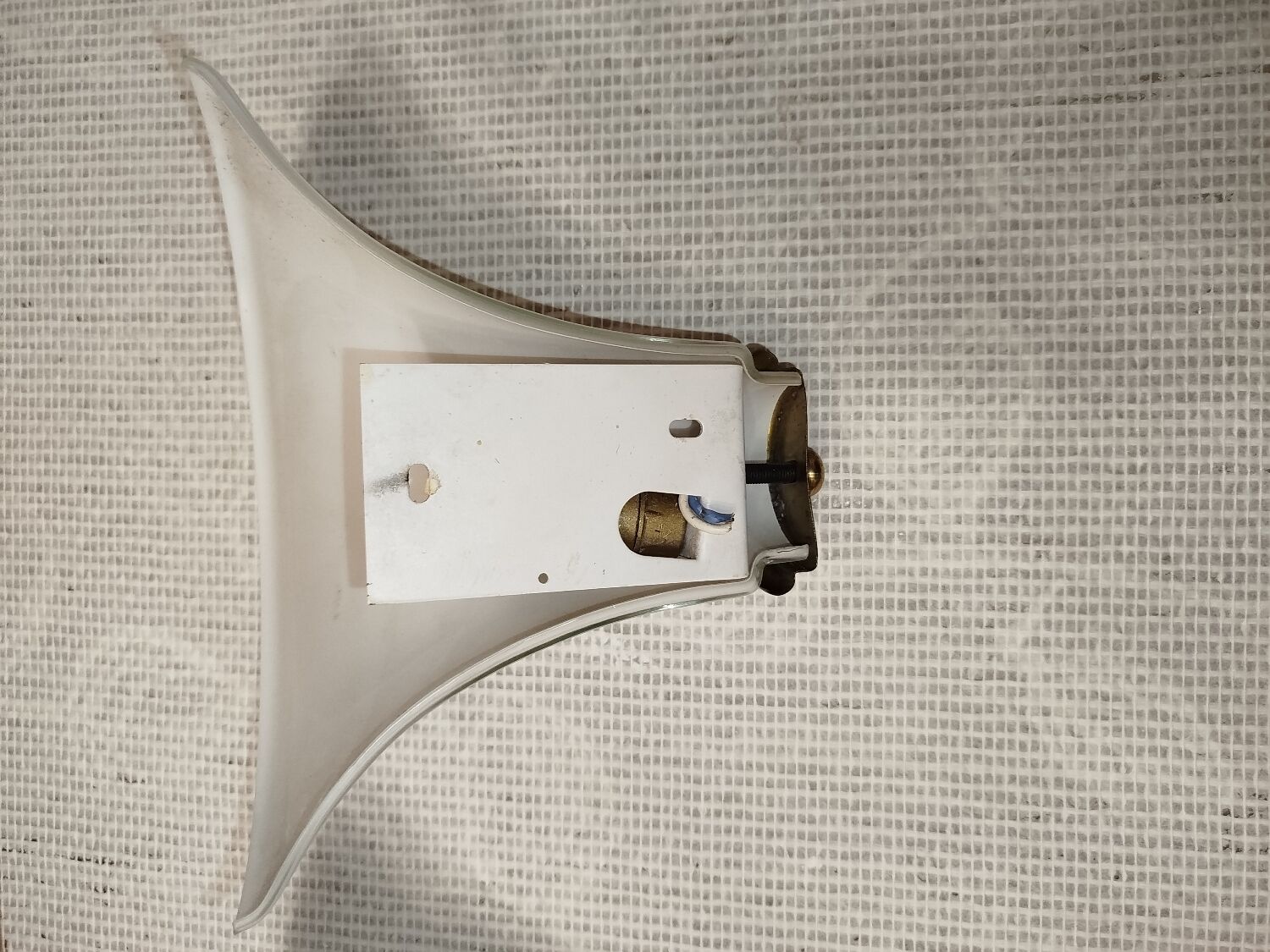 Pair of Italian wall sconces, frosted glass, brass.