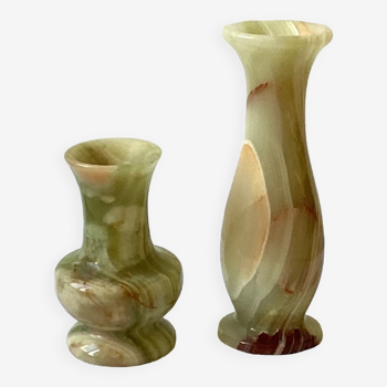 Pair of antique vases in vintage onyx marble