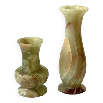 Pair of antique vases in vintage onyx marble