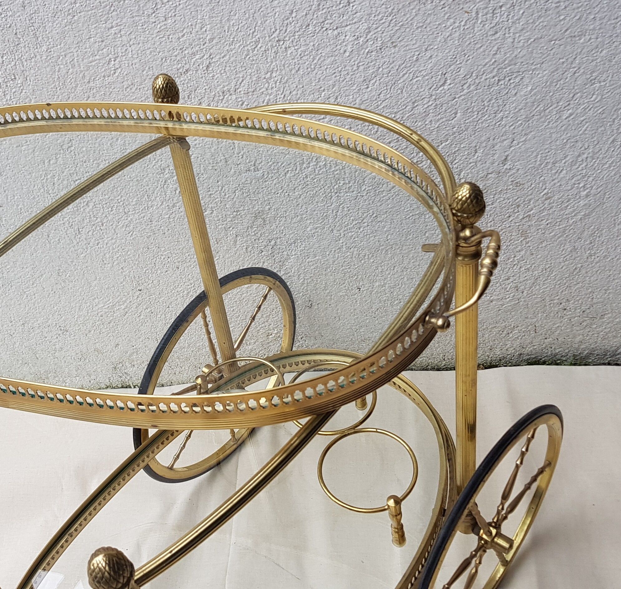 Oval brass serving table