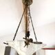 Art Deco Chandelier/Ceiling Light/Cast Glass Pyramid Shape & Angelo Frame