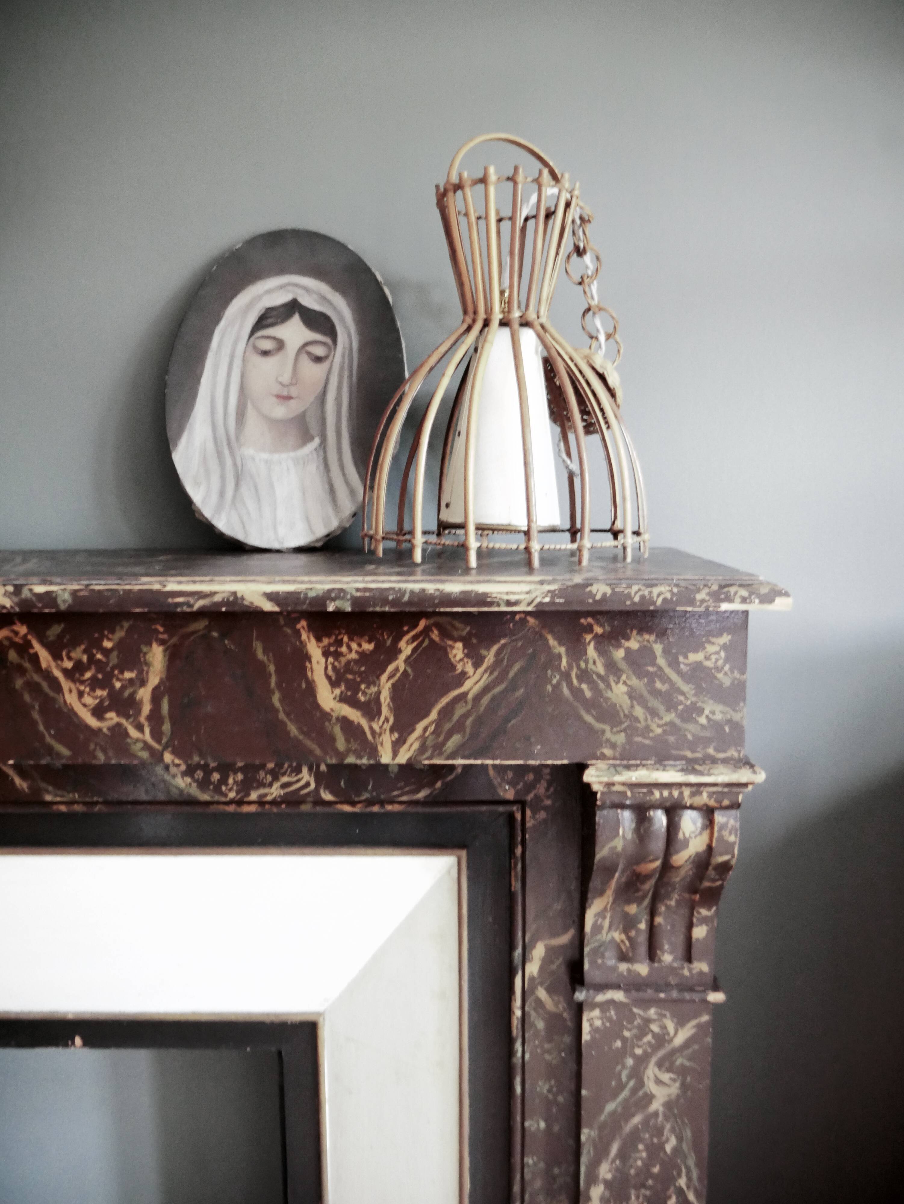 Antique wooden fireplace mantle