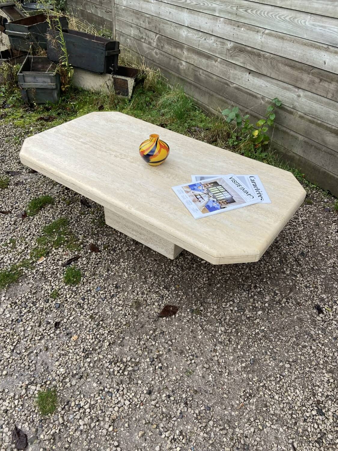Travertine coffee table
