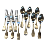Silver metal housewife 6 spoons, 6 forks