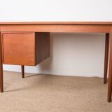 Swedish extendable teak desk, sliding unit and folding extension 1960.