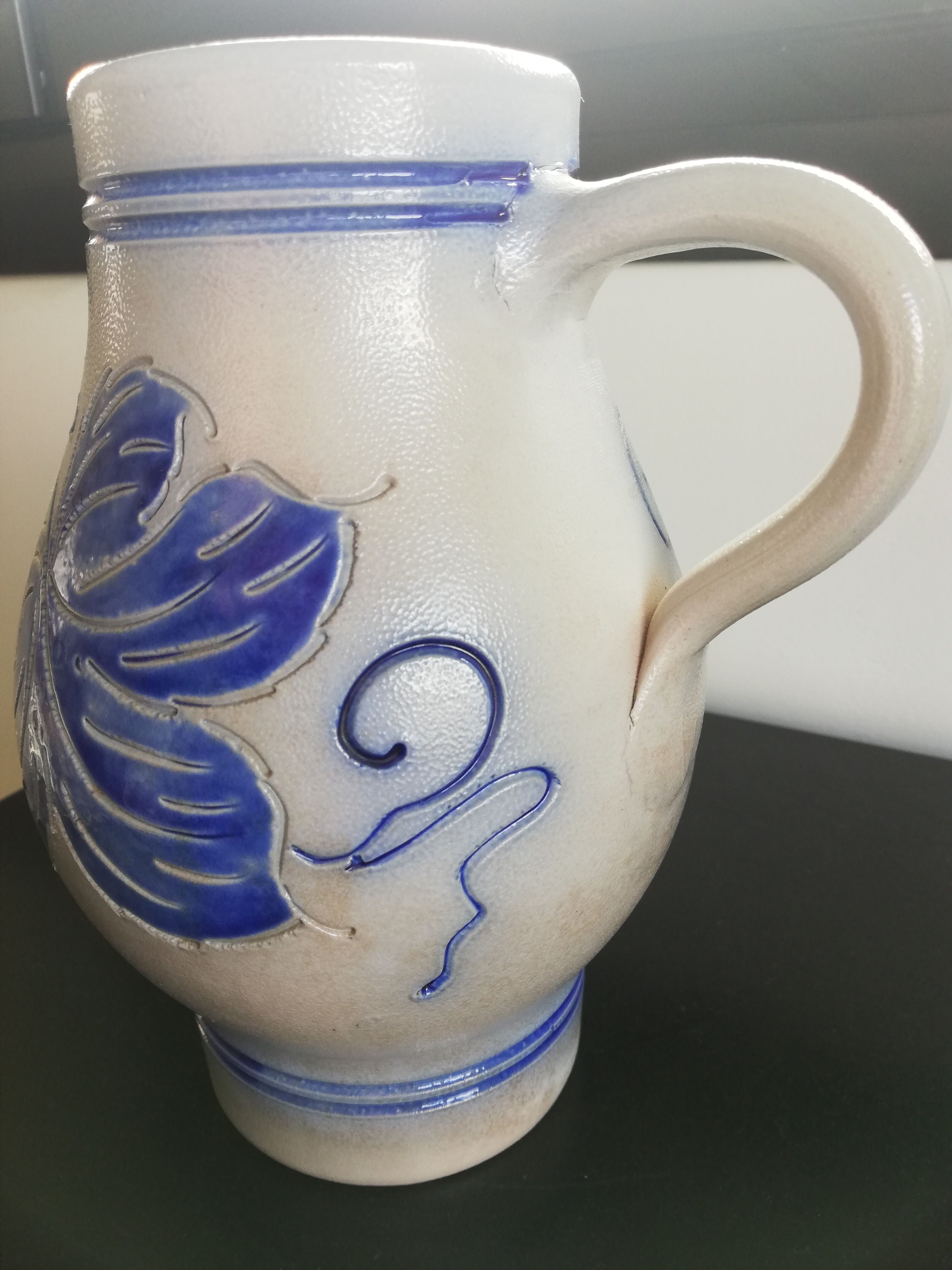 Pitcher in grey and blue Alsace sandstone