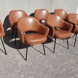 Set of 6 chairs and 2 knoll conference leather chairs