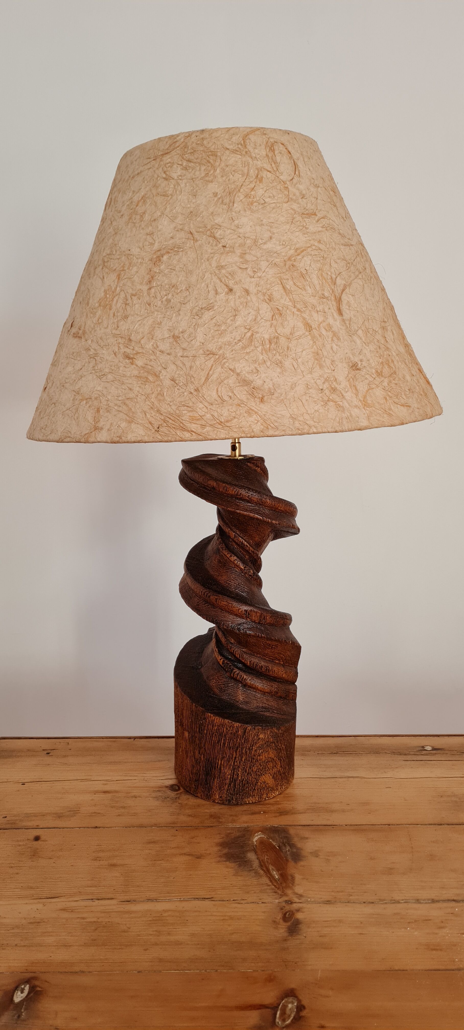 Handmade lamp in turned wood