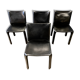4 black leather chairs 412 cab by Mario Bellini signed Cassina
