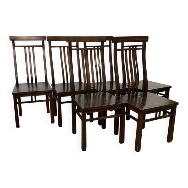 Série de 6 chaises en bois Acajou