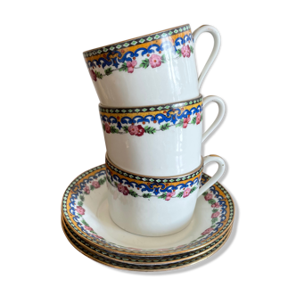 Cups and cups Limoges décor small flowers