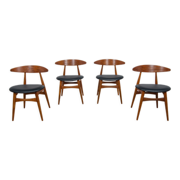 Mid century danish ch33 dining chairs by Hans J. Wegner for Carl Hansen & søn, set of 4